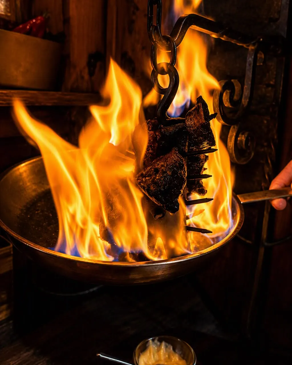 La potence flambée, servie sur son bûcher de cuivre